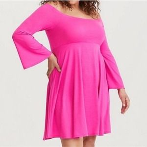 Torrid Womens Bright Pink Jersey Skater Mini Dress Size 0X